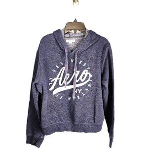 Aeropostale Navy Fleece Hoodie Junior Large Est. Nineteen Eighty Seven Aero NY